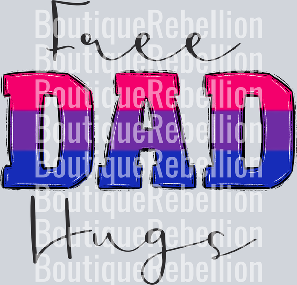 Free Dad Hugs Bi Single DTF Transfer