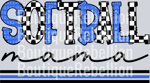 Softball Mama-Royal Blue Single DTF Image
