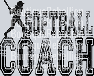 Softball Coach Black Text Single DTF Image
