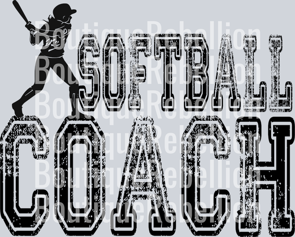 Softball Coach Black Text Single DTF Image
