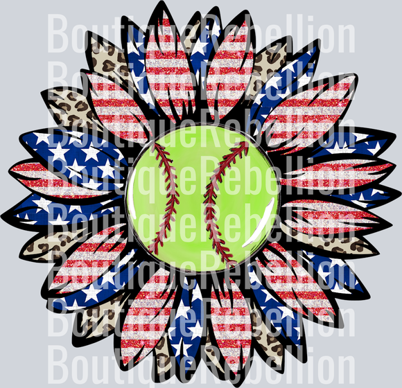 Softball Flower Single DTF Image
