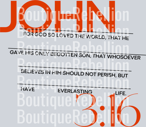 John 3 16 Single DTF Transfer
