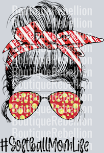 SOFTBALL MOMLIFE 1 Single DTF Image