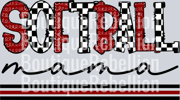 Softball Mama-Maroon Single DTF Image