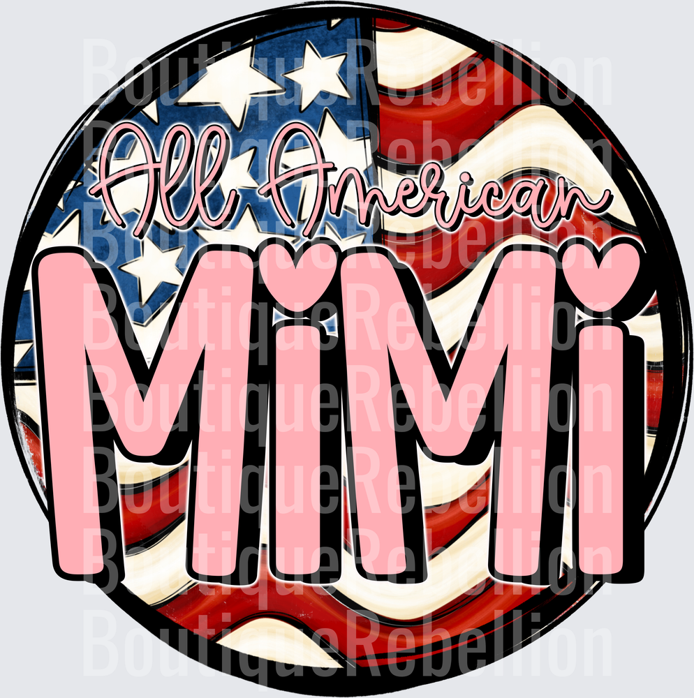 All American MiMi Patriotic Flag Circle Design Single DTF Transfer