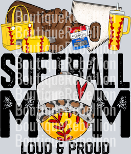 Softball Mom Loud & Proud Single DTF Image
