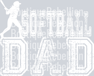 Softball Dad White Text Single DTF Image