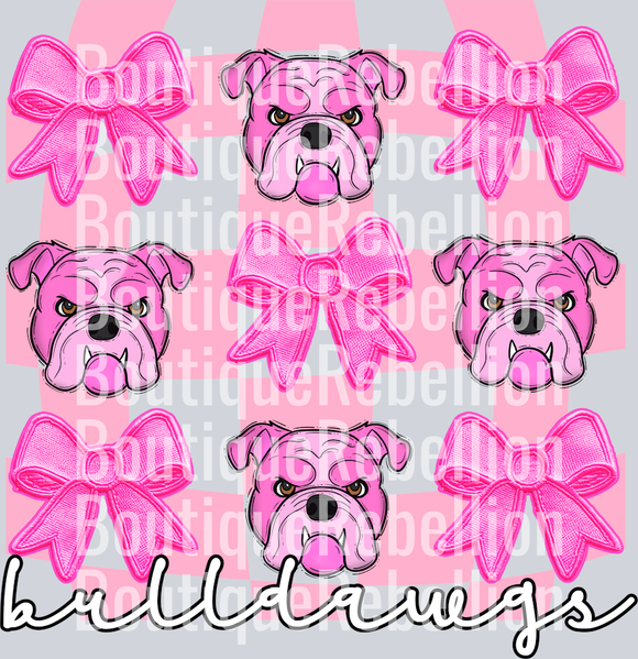 BULLDAWGS pink bow Single DTF Transfer