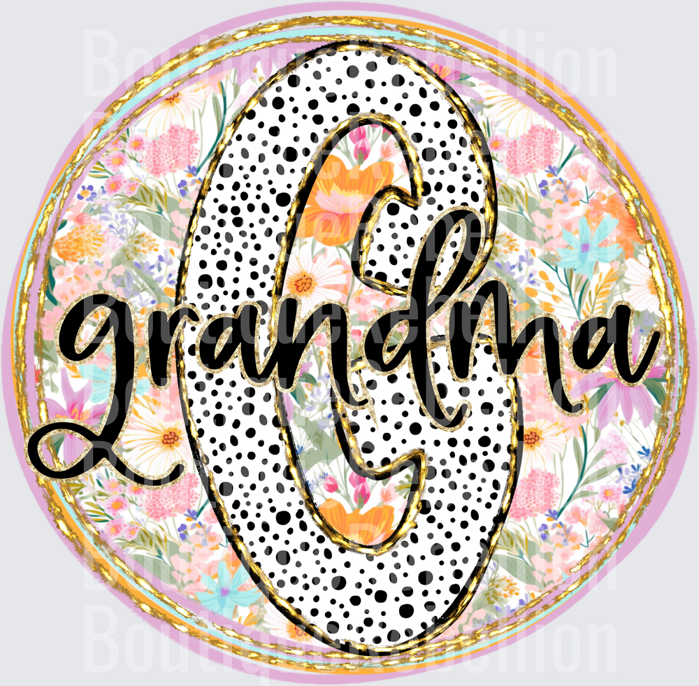 Grandma Polka dot and Brushstroke Single DTF Transfer