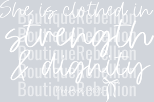 strength and dignity white text single DTF Transfer