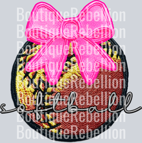 Softball Faux Embroidered Patch Single DTF Image