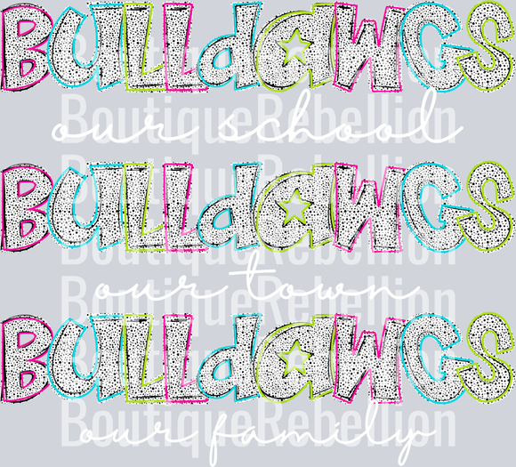 Bulldawgs Colorful Stacked Single DTF Transfer