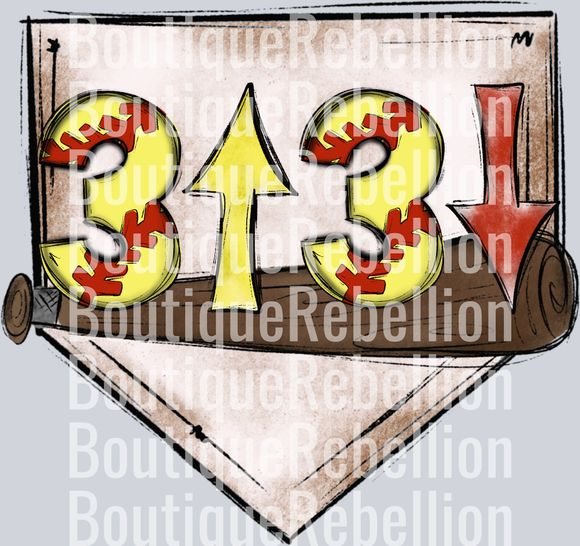 3 Up 3 Down Softball Single DTF Image