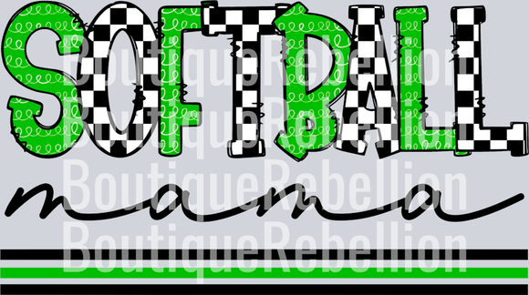 Softball Mama-Green Single DTF Image