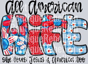 All American Wife Single DTF Transfer