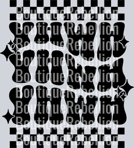 YHWH black text checkered single DTF Transfer