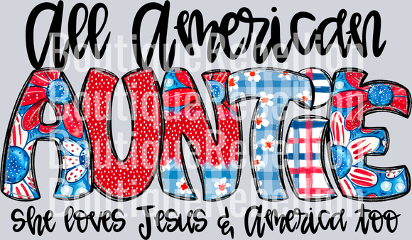 All American Auntie Single DTF Transfer