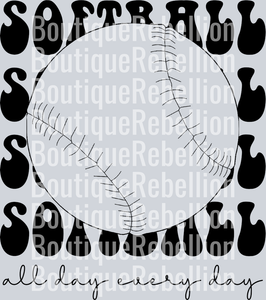 Softball All Day Single DTF Image