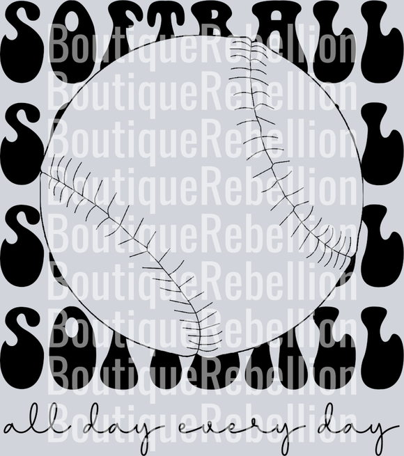 Softball All Day Single DTF Image