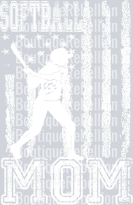 Softball Mom White Text 3 Single DTF Image