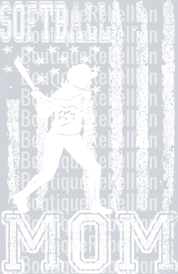 Softball Mom White Text 3 Single DTF Image