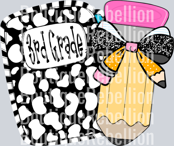3rd Grade Leopard Pencil Single DTF Transfer