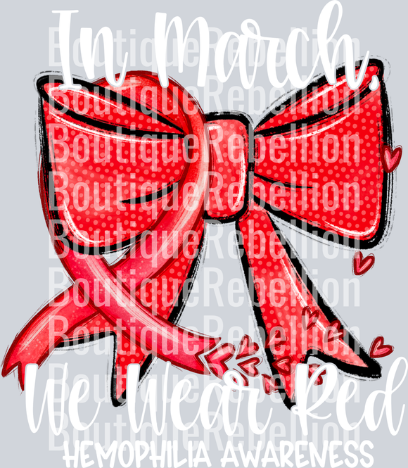 Hemophilia Awareness White Text Single DTF Transfer