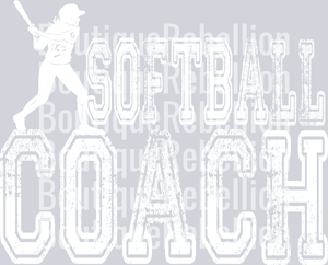 Softball Coach White Text Single DTF Image