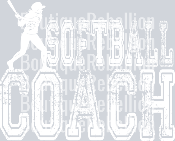 Softball Coach White Text Single DTF Image