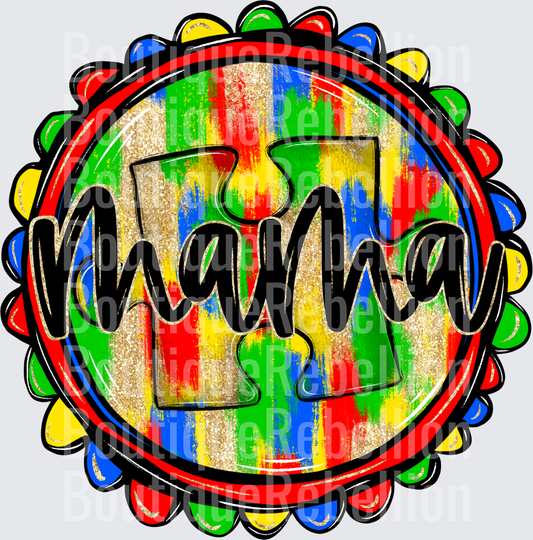 Mama Autism Faux Glitter