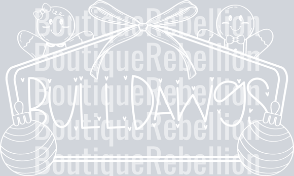 Bulldawgs-Christmas White Text Single DTF Transfer