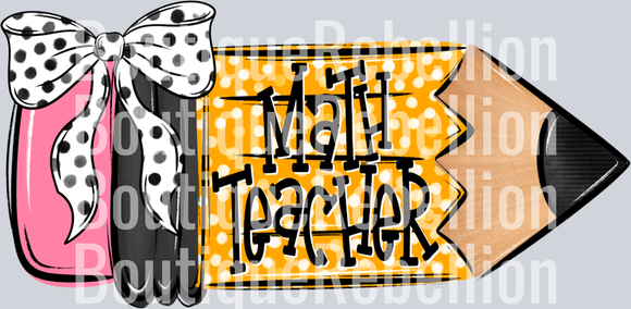School Pencil Doodle Math Teacher Single DTF Transfer