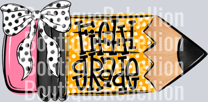 School Pencil Doodle Girl Fifth Grade Single DTF Transfer