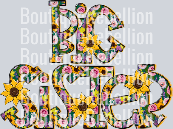 Sunflower Big Sister Single DTF Transfer