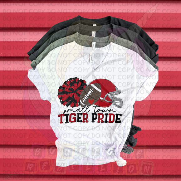 Small Town Tiger Pride Adult V Neck Tee